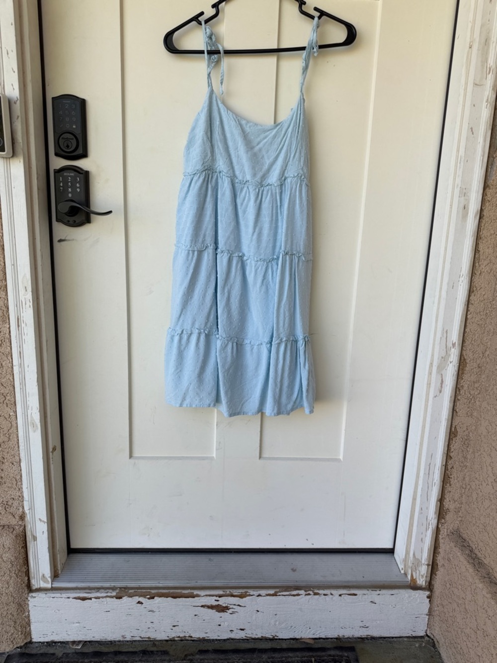 Light Blue Tiered Spaghetti-Strap Mini Dress
